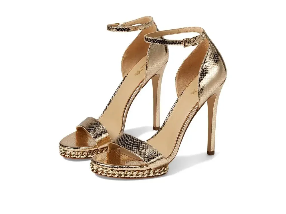 MICHAEL KORS JORDYN CHAIN PLATFORM PALE GOLD 8 M